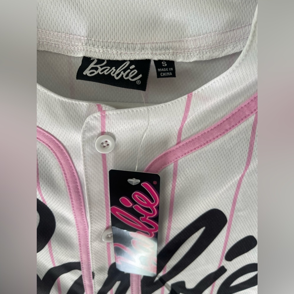 Official Barbie Baseball Jersey Size Small Pink & White New - Picture 5 of 7